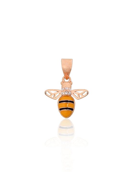 Bērnu sudraba kulons Bitīte ar cirkoniem, emalju, 925°, 18 mm