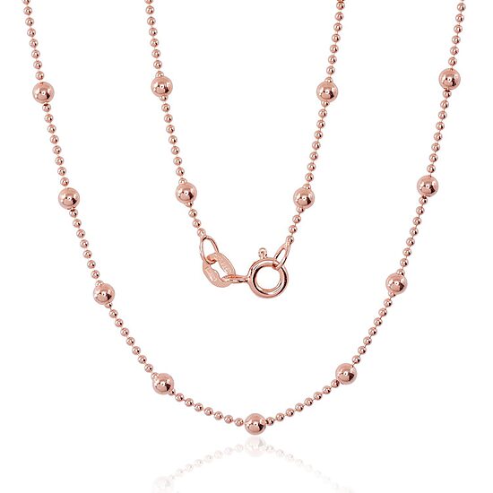 Sudraba ķēdīte “Krellītes” 1–3 mm, sarkanā zelta pārklājums, 45 cm