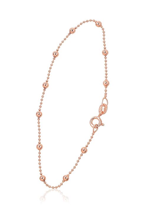 Sieviešu sudraba aproce ar pērlītēm 1–3 mm, sarkanā zelta pārklājums, 18 cm