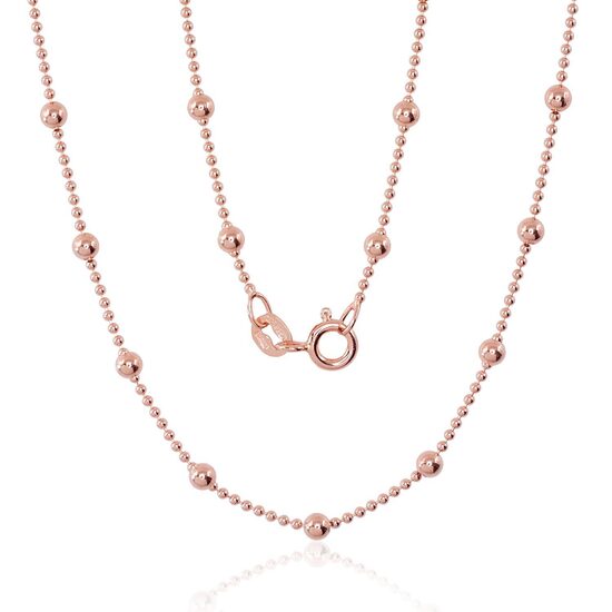 Sudraba ķēdīte Krellītes 1–3 mm, 50 cm – 925° sudrabs, sarkanā zelta pārklājums