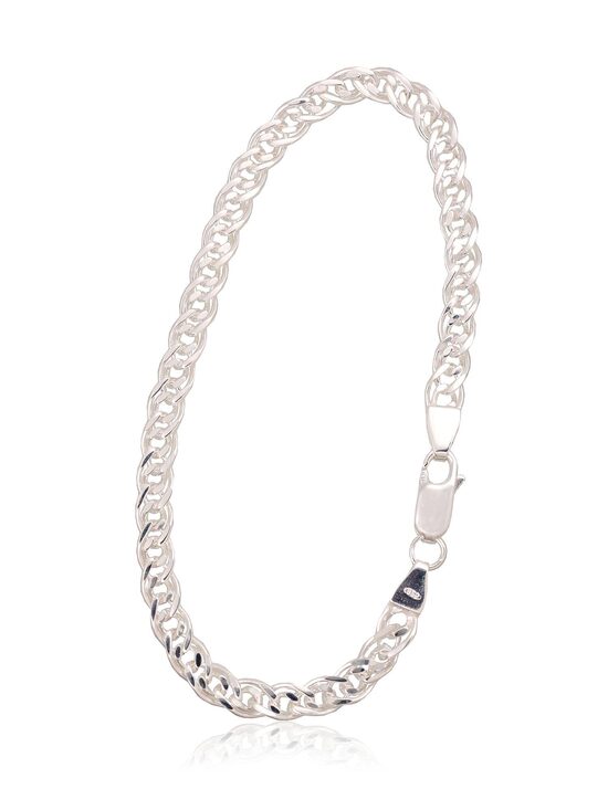 Silver Bracelet Mona Liza 4.9 mm, Diamond-Cut, 925 Sterling Silver, 18 cm