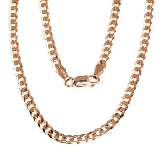 Vyriška sidabrinė grandinėlė Kartjė 3,9 mm su deimantiniu apdirbimu, 925 prabos sidabras su raudonojo aukso danga, 60 cm