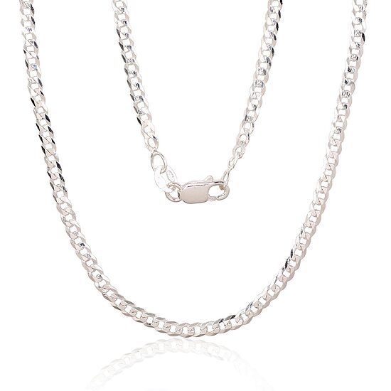 Sudraba ķēdīte Kartjē 2,5 mm ar dimantu apstrādājumu – Sudrabs 925°, 45 cm