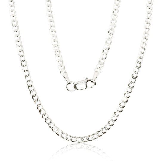 Мужская серебряная цепь Cartier Flat Curb 3.8 мм, алмазная огранка, серебро 925°, 50 см