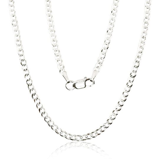 Vīriešu sudraba ķēdīte “Kartjē” (Flat Curb) 3.8 mm ar dimantu apstrādājumu, 925° sudrabs, 55 cm