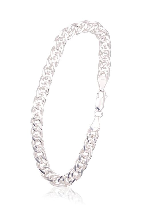 Men’s 925 Silver Mona Lisa Bracelet 6 mm with Diamond Cut, 20 cm