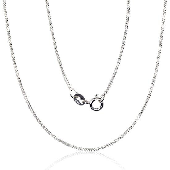 Vaikiška sidabrinė Cartier grandinėlė 1 mm su deimantiniu pjovimu ir rodžio padengimu, 38 cm