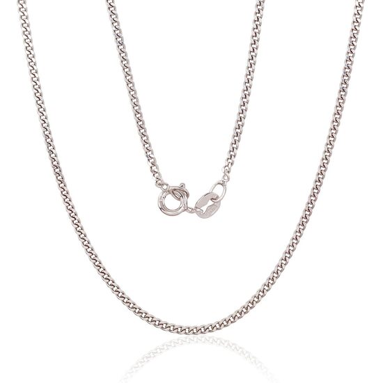 Women’s Silver Cartier Chain 2 mm Diamond Cut, Rhodium Plated, 50 cm