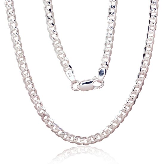 Sudraba ķēdīte Kartjē 4 mm ar dimantu apstrādi – Sudrabs 925°, 55 cm