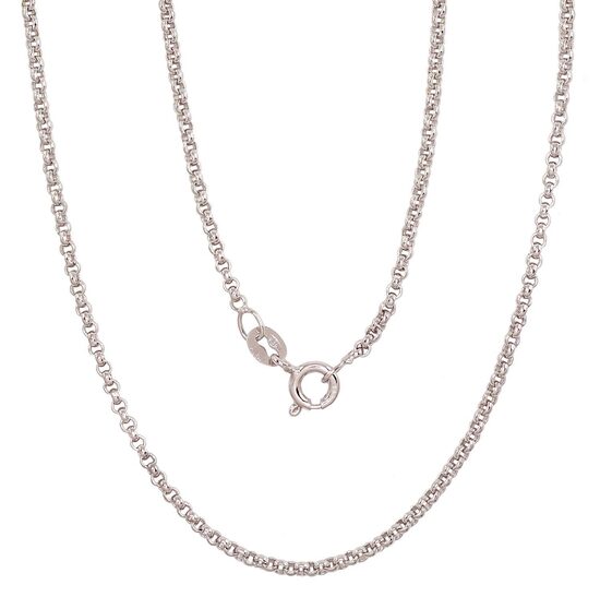 Men’s silver chain Rollo, 925 sterling silver, rhodium plated, 50 cm