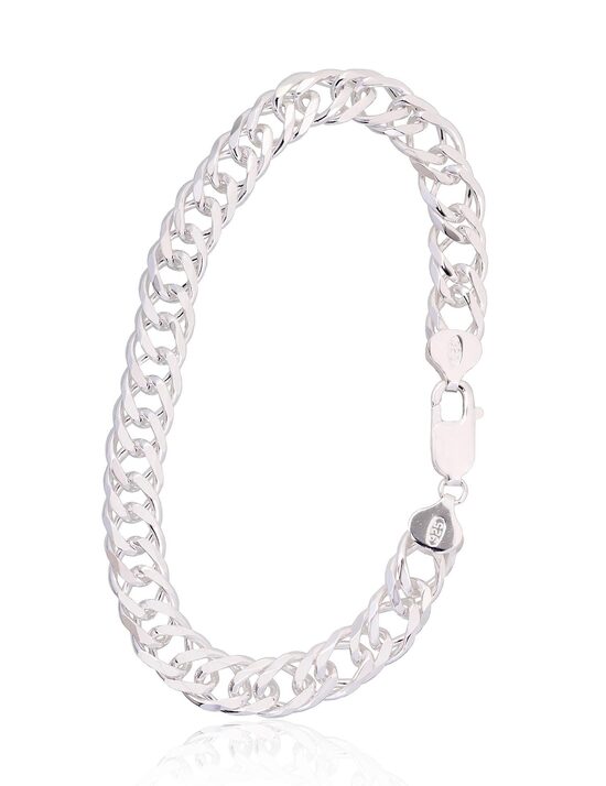 Мужской серебряный браслет Двойной ромб 8.5 мм, Серебро 925°, алмазная обработка, 24 см