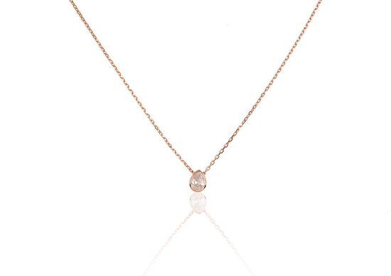 Sidabrinė grandinėlė „Lašelis“, 925°, raudono aukso danga, cirkoniai