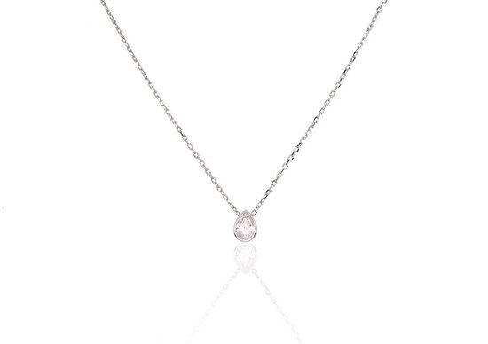 Sidabrinė grandinėlė „Lašelis“, 925°, rodžio danga, cirkoniai, reguliuojamas ilgis
