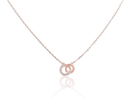 Sidabrinis vėrinys su cirkoniais, 925°, raudono aukso danga, 42 cm