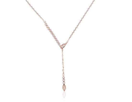 Sidabrinė grandinėlė „Elegance“, 925°, raudono aukso danga, cirkoniai, reguliuojamas ilgis