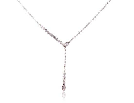 Sidabrinė grandinėlė „Elegance S“, 925°, rodžio danga, cirkoniai