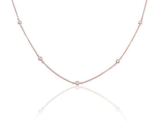 Sidabrinė grandinėlė su cirkoniais, 925°, raudono aukso danga