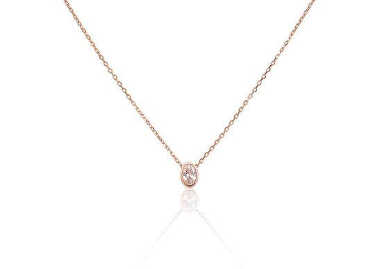 Sidabrinė grandinėlė su cirkoniais, sidabras 925°, raudonojo aukso danga