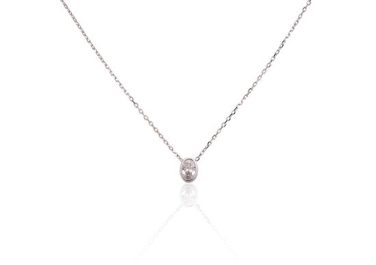 Sidabrinė grandinėlė su cirkoniais, sidabras 925°, rodžio danga