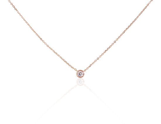 Itin subtili sidabrinė grandinėlė su cirkoniais, 925 sidabras su raudono aukso danga