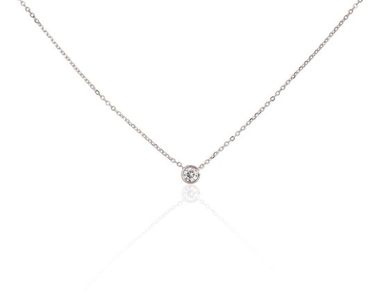 Silver necklace with zirconia, 925 sterling silver with rhodium plating