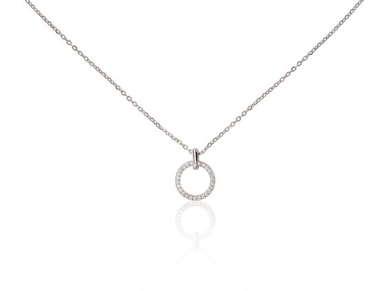 Silver necklace with zirconia, 925 sterling silver with rhodium plating