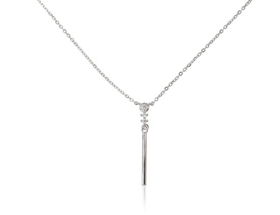 Sidabrinė grandinėlė su cirkoniais, 925 sidabras su rodžio danga