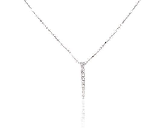 Silver necklace with zirconia, 925 sterling silver with rhodium plating