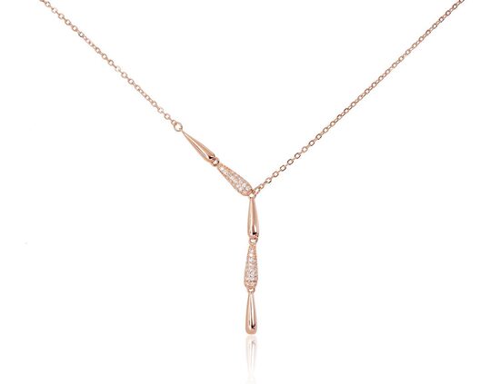 Silver necklace with zirconia, 925 sterling silver with gold plating