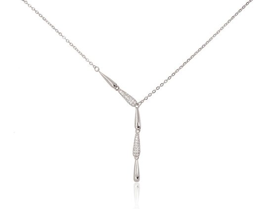 Silver necklace with zirconia, 925 sterling silver with rhodium plating