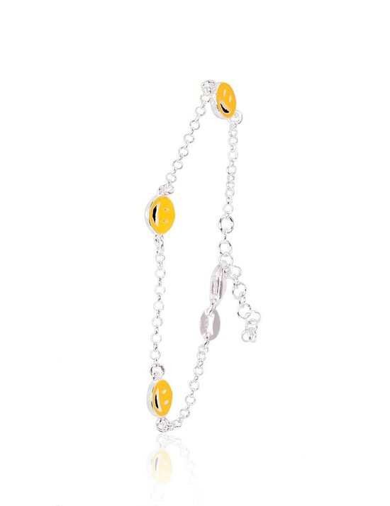 Серебряный браслет с жёлтой эмалью, 925° 14 см