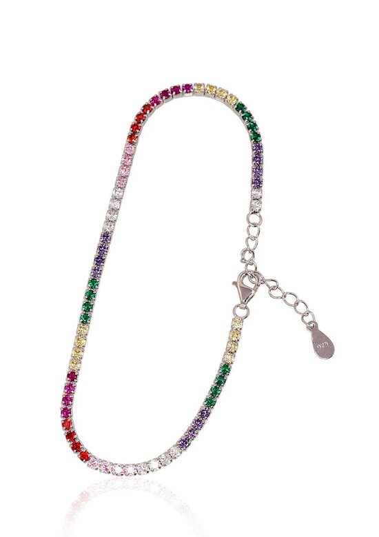 Sidabrinė apyrankė “Vaivorykštė”, 925°, rodžio danga, cirkoniai