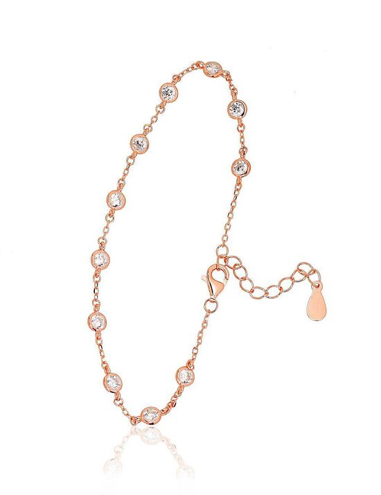 Silver Bracelet “Shine”, 925°, Red Gold Plated, Zirconia