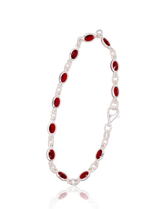 Sudraba aproce ar sarkaniem cirkoniem – Sudrabs 925°, 18 cm