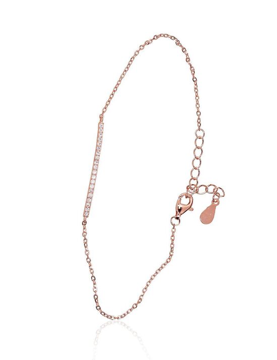 Sidabrinė apyrankė su cirkoniais, 925 sidabras, rožinio aukso danga, 17 dydis