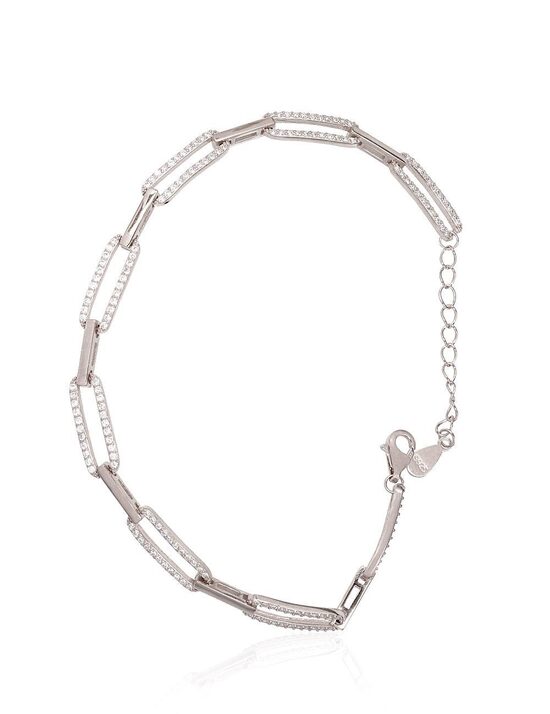 Sidabrinė apyrankė su cirkoniais, 925 sidabras su rodžio danga, 17 dydis