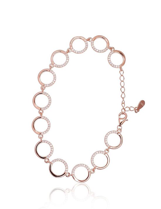 Sidabrinė apyrankė su cirkoniais, 925 sidabras su aukso danga, 17 dydis