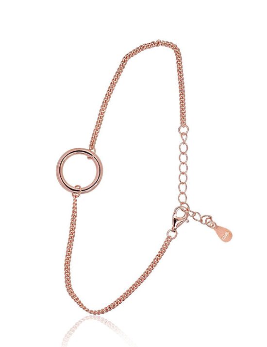 Silver Bracelet, 925 Sterling Silver with Red-Gold Plating, Size 17