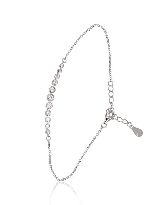 Sudraba aproce ar cirkoniem, 925° sudrabs ar rodija pārklājumu, garums 17 cm