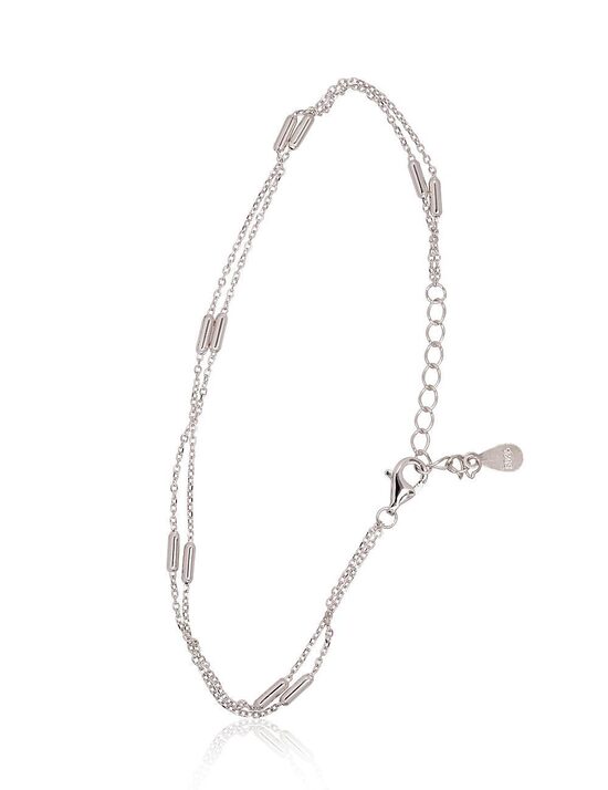 Silver Bracelet, 925 Sterling Silver with Rhodium Plating, Size 17