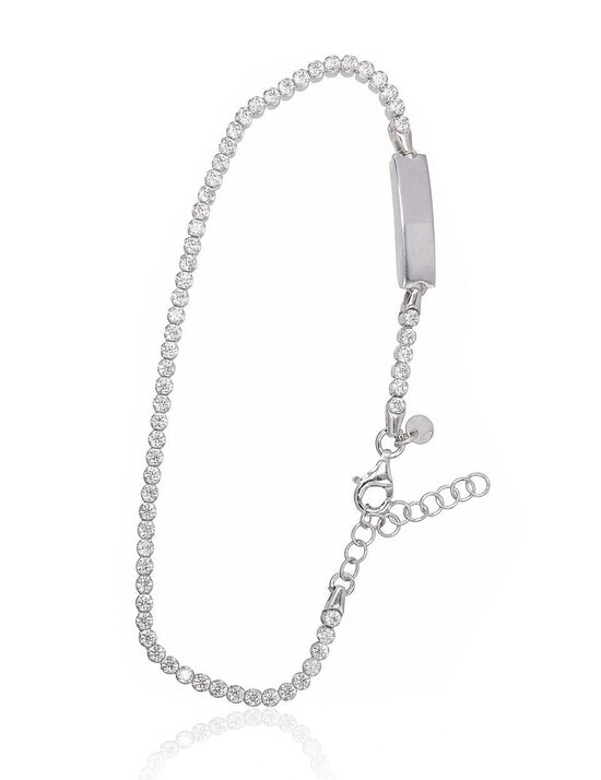 Sterling Silver Bracelet with Zirconia, 925 Silver, Rhodium Plated, 19 cm