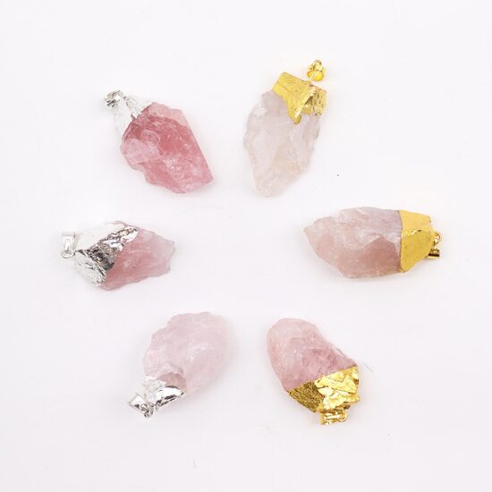 Rose Quartz Pendant with Silver or Gold Plating – A Unique and Elegant Gift with Soul