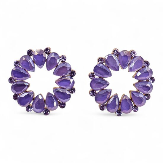 Lavandas krāsas stikla auskari – “Hesperīdas” (Nymph Aurora kolekcija)