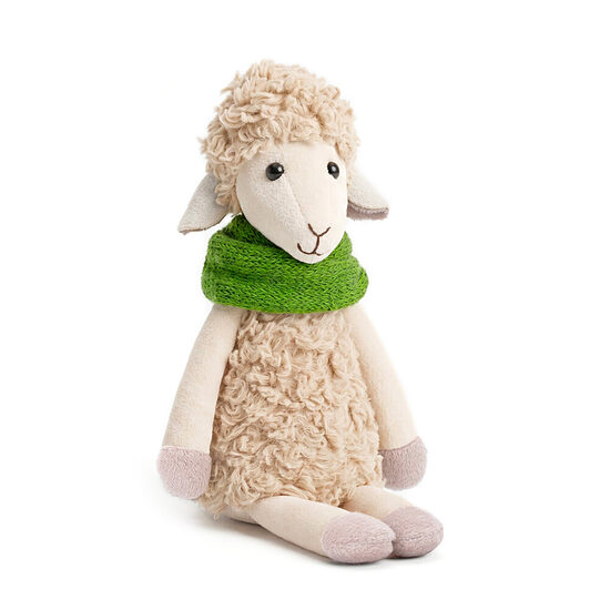 Bibi the Sheep Plush Toy with Green Snood – 2027 Year Symbol, 16 cm