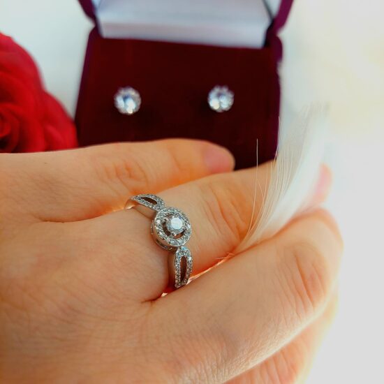 Sudrabu rotu komplekts ar gredzenu 