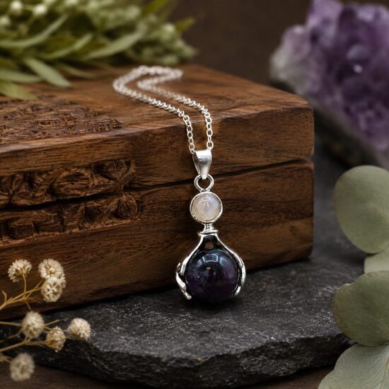 Healing Hands Gemstone Pendant with Amethyst