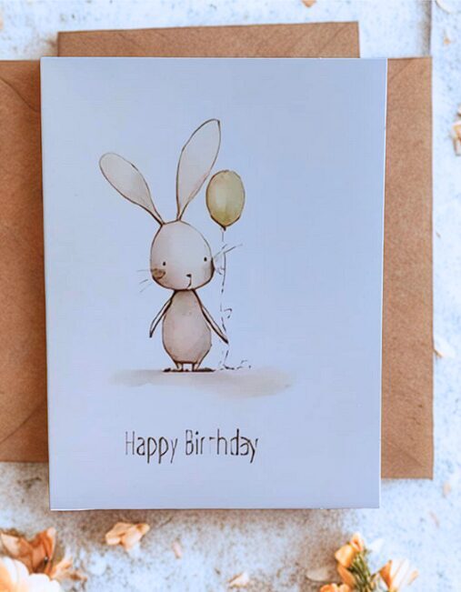 Apsveikuma kartiņa “Happy Birthday Zaķis” ar aploksni