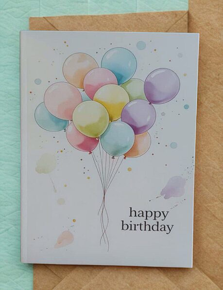 Apsveikuma kartiņa “Happy Birthday Baloni” ar aploksni