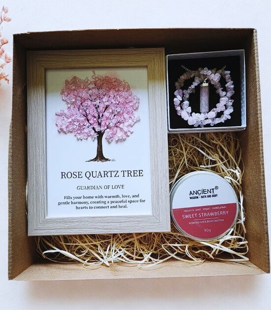 Gift Set for Women – Rose Quartz, Jewelry and Body Butter