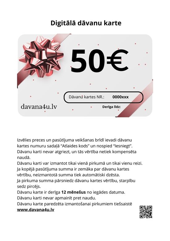 Skaitmeninė dovanų kortelė  50 €